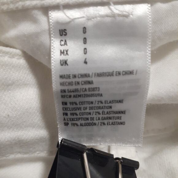 American Eagle Shortie Women's White Size 0 Stretch Denim Shorts - Picture 7 of 7